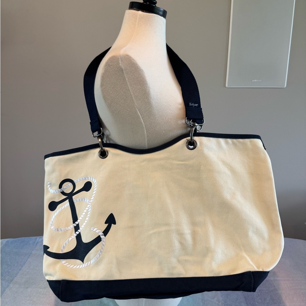 Thirty-One Blue and Cream Nautical Tote Bag